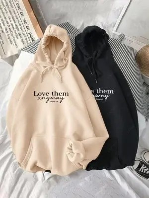 Slogan Print Drop Shoulder Thermal Lined Hoodie from zaful zaful Slogan Print Drop Shoulder Thermal Lined Hoodie