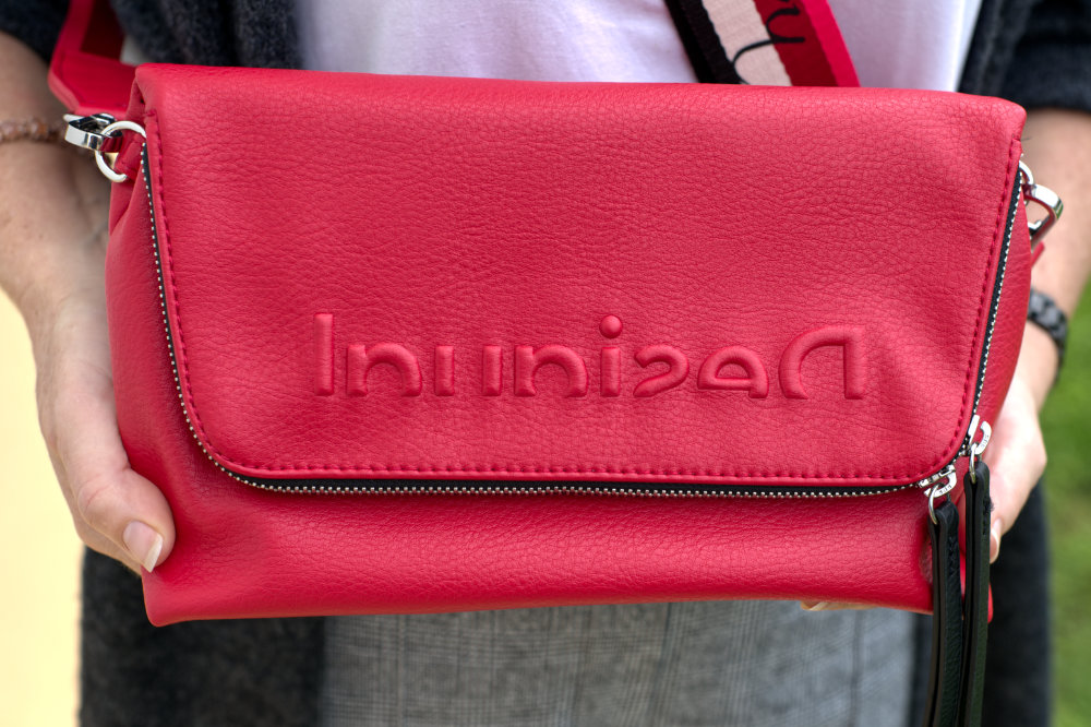red handbag from desigual